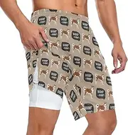 [ZZXXB] Welsh Corgi Dog Woof Athletic Shorts for Men with Pockets 2 in 1 Quick Dry Running Shorts S-3XL