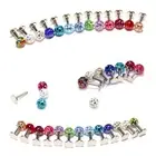 2pc Surgical Steel CZ Crystal Ball Lip Monroe Labret Tragus Bar Rings Piercing