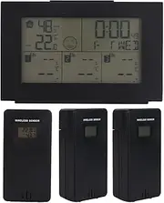 Weather Station Wireless with 3 Sensors Weather Clock 3 Channel Indoor Outdoor Thermometer Wireless Temperature and Humidity Monitor Weather Forecast Clock