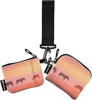 [XYMZR] Mini Zip Around Wristlet keychain Wallet Horse Landscape Fantasy for Women Personalized Pattern Detachable Dual Pouch Wristlet Portable Wallet Phone Coin Purse, Multi-colored, One Size