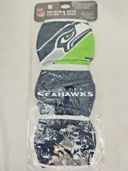 3-Pack FOCO Seattle Seahawks NFL Football Washable Face Masks