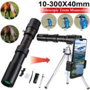 Military Telescope 10-300X40mm Zoom HD Monocular Mobile Telescope w/ Tripod+Clip