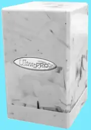 Ultra Pro White and Black Marble Satin Tower Deck Box Card Storage Dice Case