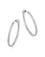 Bloomingdale's Fine Collection Diamond Inside Out Hoop Earrings in 14K White Gold, 2.0 ct. t. w.
