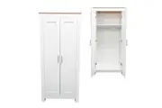 Foret Cabinet Wardrobe Clothes Rack Bedroom Storage Shelf Hanger Wooden White Coastal