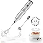 Milk Frother Handheld, Gbivbe Rechargeable Whisk Drink Mixer for Coffee with Art
