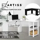 Artiss Office Computer Desk Corner Student Study Table L-Shape Black/White