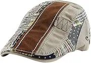 [HIQIU] Beret Cap Men's Flat Cap Gatsby Peaked Cap Newsboy Flat Cap Unisex Beret Hat Golfer Hat