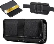 Cell Phone Protective Holster Case Carry Case Compatible with iPhone 15/14/13/12 Pro XR,Compatible with Galaxy S24 S23 S22 S21 Moto G Power Cell Phone Belt Holder Holster Case with Belt Clip Nylon Pou