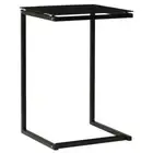Stylish Side Table With Black Tempered Glass Tabletop Powder-Coated Steel Frame
