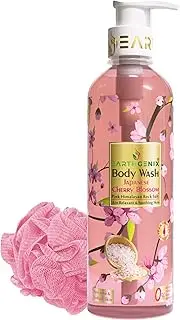 Earthgenix Body Wash Japanese Cherry Blossom + Pink Himalayan Rock Salt 300ml, (Loofah Free), Anti-Acne & Radiant Skin, For Men & Women