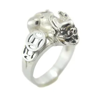 復古999純銀戒指女貔貅戒指足銀指環女個性銀指環