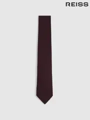 Reiss Bordeaux Baratti Plain Woven Tie with Silk and Wool (E27172) | $120