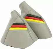 Fits 92-99 BMW E36 Vinyl Manual Shift & EBrake Boot SET Light Gray w/German Flag