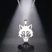 [SHMAZ] Stainless Steel Necklace For Women Man Wolf Head Choker Pendant Necklace