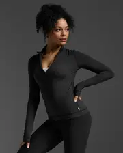 Flex 1/2 Zip Long Sleeve, 2XU, M, Black/Black, Female