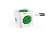 PowerCube 4 Socket Mountable Power Board w 3m Cord Dual USB Charger 240v Green