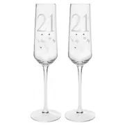 2PK Gibson Gifts 21 Birthday Crystal Champagne Glass Toasting Drinkware Clear