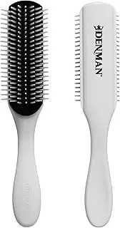 Denman Curly Hair Brush D3 (Black/White) 7 Row Styling Brush for Detangling, Separating, Shaping and Defining Curls - for Women and Men