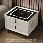 LED + Wireless Charger Bedside Table + Speaker + 2 Port USB