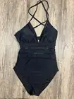 Swimsuit Plunge V Neck Hollow Out Tempt Me Women's Size Large Black One Piece
