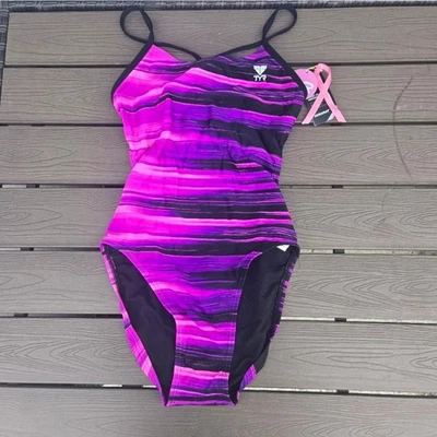 TYR Youth Girl Durafast Elite Lumen Purple CutoutFit One Piece Sz 24 New