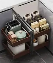 Heavy Duty 2 Tier Corner Cabinet Organizer for Kitchen and Bathroom Under Sink Storage Rack (800 900mm)