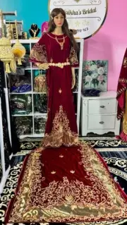 Asra Somali Bridal Dirac Set Velvet-Burguny