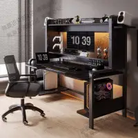 在飛比找蝦皮購物優惠-電腦桌臺式游戲電競桌椅組合套裝家用書桌書架一體電腦桌雙層臥室