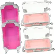 [AUTSUPPL] 4pcs Box Simulation Trolley Case Travel Makeup Case Hard Travel Case Mini Luggage Empty Lash Packaging Containers Makeup Tool Organizer Lash Container Lash Boxes Packaging Plastic