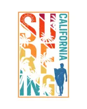 Sublimation Print Surfing California Ready To Press Heat Transfer