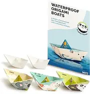 Waterproof Floating Origami Boats | Floating ships | Origami Kit | Tropical Topic | 5 Waterproof Premium Quality Paper Sheets | Paper Boats Bath