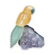 Yellow Calcite on Amethyst Bird