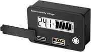 Two-Wire Digital Voltage Meter 8-30VDC Battery Voltage Tester pe-C USB-A Dual Output Voltmeter Digital Display with Low Voltage Alarm Setting and Power FA ry Functions White