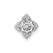 Solid 14k White Gold 4.1mm Center 1/20ct. Simulated CZ Semi-mount Pendant
