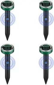 [VerdeRoot] Solar-Powered Ultrasonic Mole Repellent - Eco-Friendly Ground Vibration & Sonic Pest Control Spikes (Round)