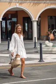 [PUP14] Hart Long Sleeve Mini Dress - White L White