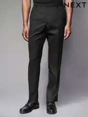 Black Tailored Fit Textured Wool Suit Trousers (N54900) | $100