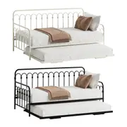 Oikiture Trundle Bed Frame Daybed Single Size Base Metal Single Beds x2