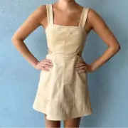 NWT Jonathan SIMKHAI Vegan Leather Mini Dress Vanilla Cutouts Size 12