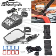 For Can-Am Maverick X3 Commander Rear View Side Mirrors + LED Light Switch+Grab