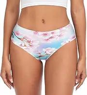 [RPLIFE] Cherry Blossoms Pastel Female Briefs, Comfort Underwear Women, Stretch Panty, Womens Medium Underwear, Cherry Blossoms Pastel, Medium