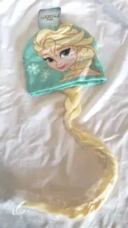 Disney's Frozen Anna Knit Hat Girls On Size Lt Green Ponytail