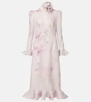 [Zimmermann] Zimmermann Crush linen and silk midi dress AU 16 pink