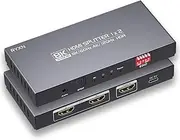 8K HDMI 2.1 Splitter 1 in 2 Out, Supports 8K@60Hz, 4K@120Hz, HDMI 2.1, EDID, Downscaler, with SPDIF, 3.5mm Audio Out, Compatible with PS4, PS5, Xbox, Fire Stick, Blu-ray Player