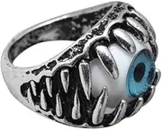 NOLITOY 2pcs Rings for Men Jewelry Personalized Vintage Stainless Steel Open Ring Adjustable Finger Ring Halloween Party Favor Blue 8