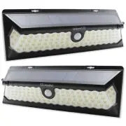 2 Pack 86 LED Solar Power Motion Sensor Wall Light Outdoor Garden Lamp Black