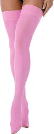Womens Shiny Oil Hold Up Stockings Thigh High Silk Long Socks Pantyhose Underwear Clubwear 2 Pink