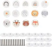 Chic Drawer Knobs Nail Free Animal Shape Wooden Home Round Drawer Knob Dinosaur Pattern Furniture Multifunctional Handle Set of Three