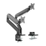 Brateck Dual Monitors Aluminum Heavy-Duty Gas Spring Monitor Arm Fit Most 17 -35 Monitors Up to 15kg per screen VESA 75x75/100x100 LDT23-C024